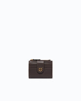 Portafoglio piccolo in pelle liscia con logo - Marrone | Pinko