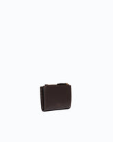 Portafoglio piccolo in pelle liscia con logo - Marrone | Pinko