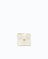 Portafoglio piccolo in pelle liscia con logo - Bianco | Pinko