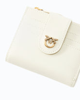 Portafoglio piccolo in pelle liscia con logo - Bianco | Pinko