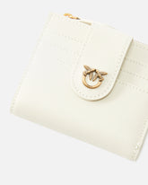 Petit portefeuille en cuir lisse à logo - | Pinko