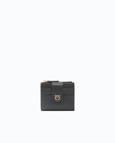 Portafoglio piccolo in pelle liscia con logo - Nero | Pinko