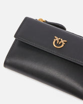 Compact small wallet in smooth leather with logo - | Pinko