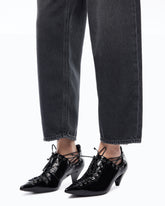 Jeans balloon fit con inserti effetto pelle - | Pinko