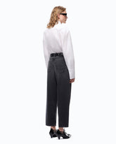 Jeans balloon fit con inserti effetto pelle - | Pinko