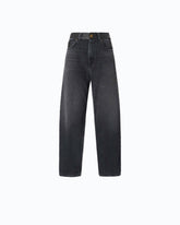 Balloon-fit jeans with leather-effect inserts - | Pinko
