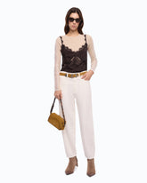 Egg-fit cotton bull trousers - | Pinko