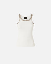 Top a costine con ricami gioiello - Bianco | Pinko