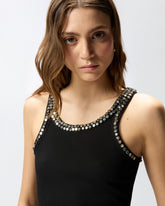 Top a costine con ricami gioiello - | Pinko