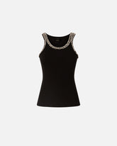 Top a costine con ricami gioiello - | Pinko