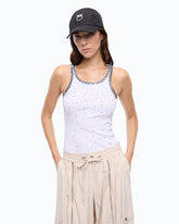 Top côtelé avec broderies bijoux - | Pinko