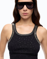 Ribbed top with bejewelled embellishment - | Pinko