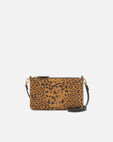 Bustina piccola a tracolla in suede leopardato - | Pinko