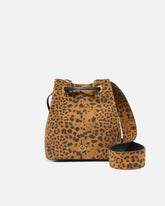 Small crossbody bucket bag in leopard-print suede - | Pinko