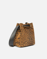 Small crossbody bucket bag in leopard-print suede - | Pinko