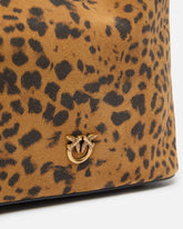 Small crossbody bucket bag in leopard-print suede - | Pinko