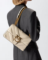 Medium Love Bag pebbled leather crossbody bag with V-shaped pattern and logo - | Pinko