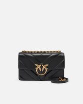Medium Love Bag pebbled leather crossbody bag with V-shaped pattern and logo - Black | Pinko