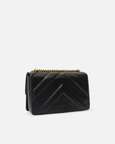 Medium Love Bag pebbled leather crossbody bag with V-shaped pattern and logo - Black | Pinko