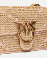 Bolso de mano pequeño Mini Love Bag One Light de rafia chevrón y piel - | Pinko