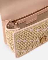 Mini Love Bag One Light small handbag in chevron raffia and leather - | Pinko