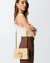Mała torebka do ręki Mini Love Bag One Light w zygzaki ze skóry i rafii - | Pinko