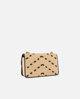 Borsa a mano piccola Mini Love Bag One Light in rafia chevron e pelle - | Pinko