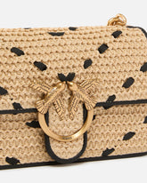 Bolso de mano pequeño Mini Love Bag One Light de rafia chevrón y piel - | Pinko