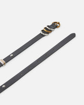 Thin leather belt with metal rings, 1.5cm - | Pinko