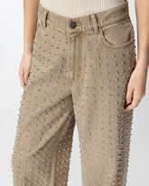 Jeans marroni con borchie - | Pinko