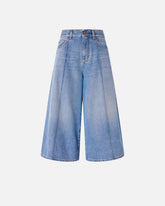 Wide-leg denim Bermuda shorts - | Pinko