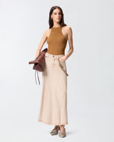 Denim midi skirt with jewel cord - | Pinko