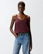 Vest top in sand wash silk - | Pinko