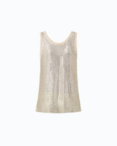 Canottiera in mesh con cristalli - | Pinko