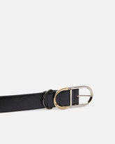 Shiny leather belt with metal loops, 4 cm - | Pinko