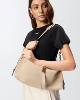 Sac porté épaule moyen Saddle Bag Baguette en daim - | Pinko