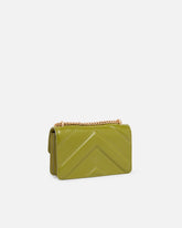 Borsa a spalla Mini Love Bag One in pelle e nappa chevron con tripla catena - Verde | Pinko