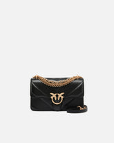 Mini Love Bag One shoulder bag in chevron leather and nappa with triple chain - | Pinko