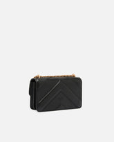 Borsa a spalla Mini Love Bag One in pelle e nappa chevron con tripla catena - Nero | Pinko