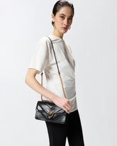 Borsa a spalla Mini Love Bag One in pelle e nappa chevron con tripla catena - | Pinko