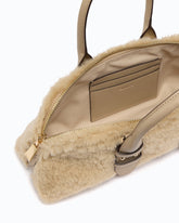 Escape Bag Horizontal small handbag in teddy-effect fabric with leather details - | Pinko