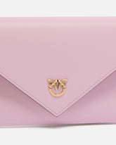 Small smooth leather envelope clutch bag with Love Birds logo - | Pinko