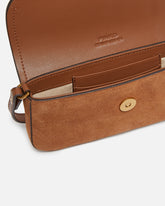 Saddle Flat medium shoulder bag in suede - | Pinko