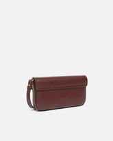Borsa a spalla media Saddle Flat in pelle - Burgundy | Pinko