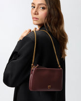 Borsa a tracolla Mini Double Bag piccola in pelle con tracolla - | Pinko