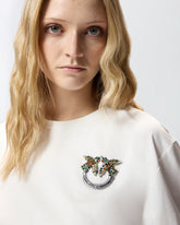 T-shirt z biżuteryjną aplikacją Love Birds - | Pinko