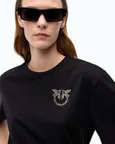 T-shirt με λογότυπο Love Birds με κρύσταλλα - | Pinko