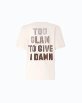 T-Shirt „Too Glam To Give A Damn“ mit Strasssteinen - Mehrfarbig Beige-Braun | Pinko