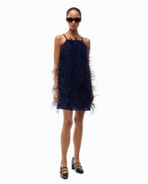 Abito corto con piume - | Pinko