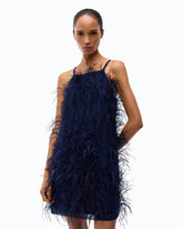 Abito corto con piume - | Pinko